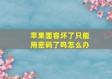 苹果面容坏了只能用密码了吗怎么办