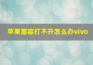 苹果面容打不开怎么办vivo