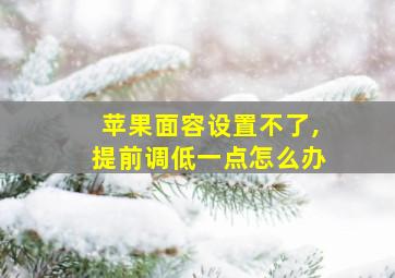 苹果面容设置不了,提前调低一点怎么办