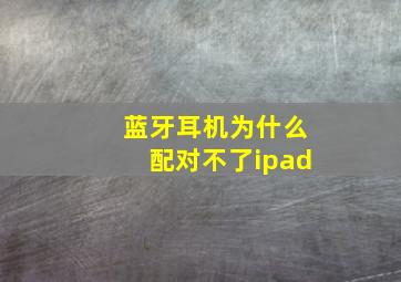 蓝牙耳机为什么配对不了ipad