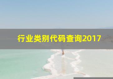 行业类别代码查询2017