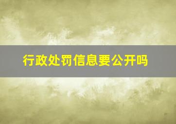 行政处罚信息要公开吗