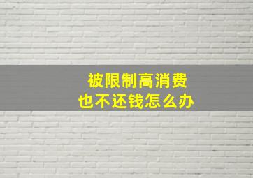 被限制高消费也不还钱怎么办