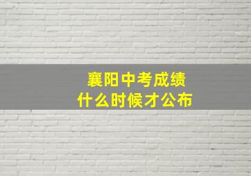 襄阳中考成绩什么时候才公布