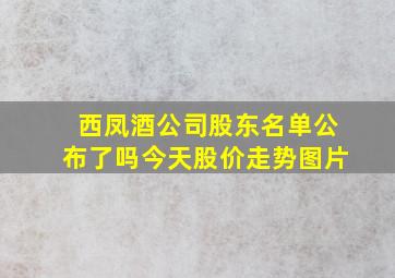 西凤酒公司股东名单公布了吗今天股价走势图片