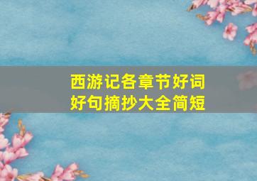 西游记各章节好词好句摘抄大全简短