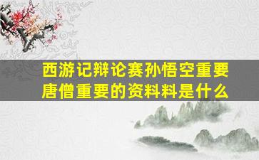 西游记辩论赛孙悟空重要唐僧重要的资料料是什么