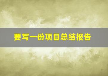 要写一份项目总结报告