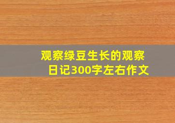 观察绿豆生长的观察日记300字左右作文