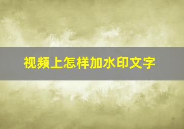 视频上怎样加水印文字