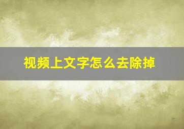 视频上文字怎么去除掉