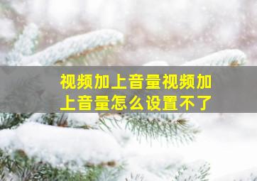 视频加上音量视频加上音量怎么设置不了