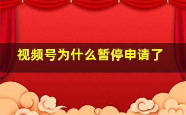 视频号为什么暂停申请了