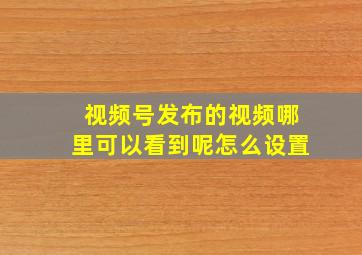 视频号发布的视频哪里可以看到呢怎么设置