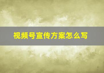 视频号宣传方案怎么写