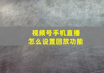 视频号手机直播怎么设置回放功能