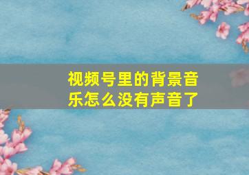 视频号里的背景音乐怎么没有声音了