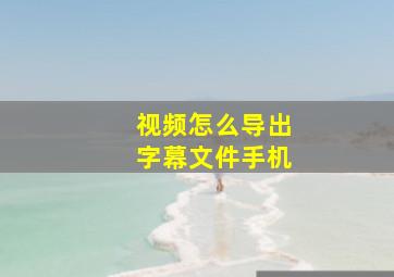 视频怎么导出字幕文件手机