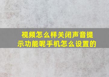 视频怎么样关闭声音提示功能呢手机怎么设置的