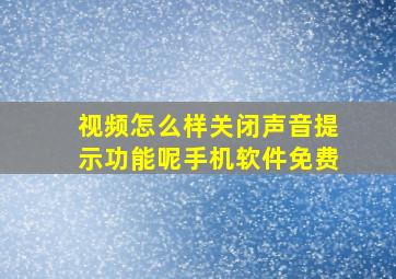 视频怎么样关闭声音提示功能呢手机软件免费