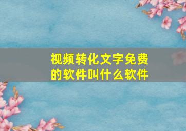 视频转化文字免费的软件叫什么软件