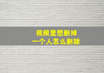 视频里想删掉一个人怎么删除