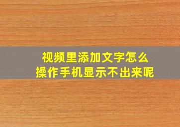 视频里添加文字怎么操作手机显示不出来呢