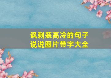 讽刺装高冷的句子说说图片带字大全