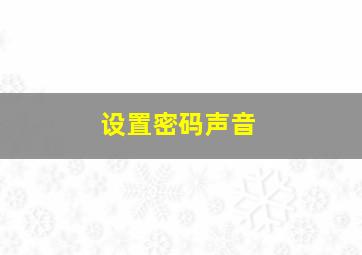 设置密码声音