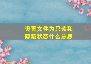 设置文件为只读和隐藏状态什么意思