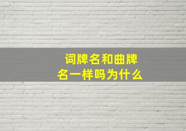 词牌名和曲牌名一样吗为什么