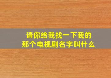 请你给我找一下我的那个电视剧名字叫什么