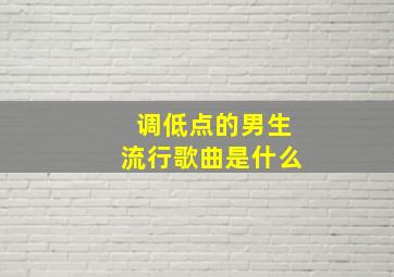 调低点的男生流行歌曲是什么