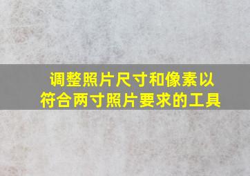 调整照片尺寸和像素以符合两寸照片要求的工具