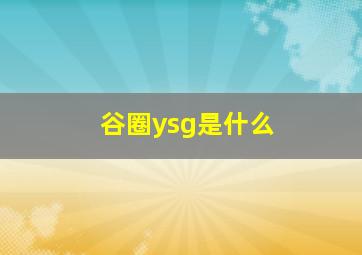 谷圈ysg是什么