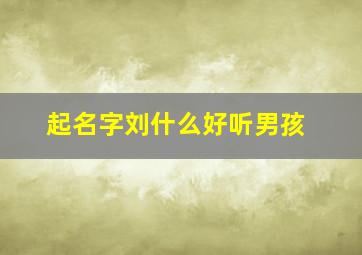 起名字刘什么好听男孩