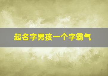 起名字男孩一个字霸气