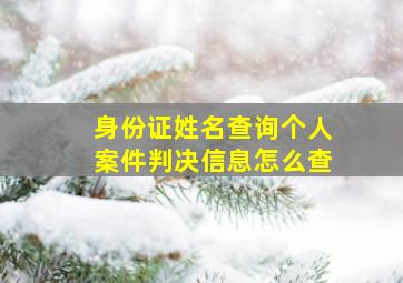 身份证姓名查询个人案件判决信息怎么查