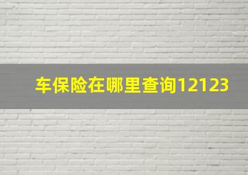 车保险在哪里查询12123