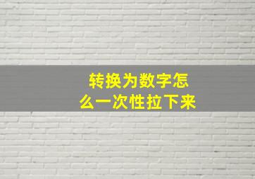 转换为数字怎么一次性拉下来