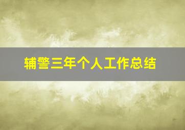 辅警三年个人工作总结