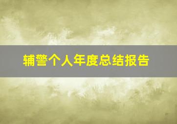 辅警个人年度总结报告