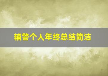 辅警个人年终总结简洁