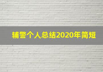 辅警个人总结2020年简短