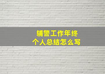 辅警工作年终个人总结怎么写