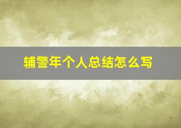 辅警年个人总结怎么写