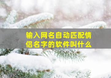 输入网名自动匹配情侣名字的软件叫什么