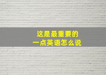 这是最重要的一点英语怎么说