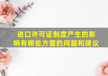 进口许可证制度产生的影响有哪些方面的问题和建议