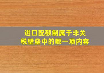 进口配额制属于非关税壁垒中的哪一项内容